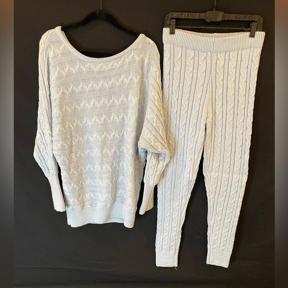 FASHION NOVA .. Keep Me on Chill Cable Knit Sweater Set. Dusty Blue. Size L. NEW - Picture 6 of 6